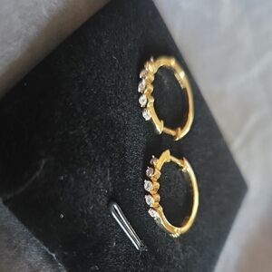 Gold Pavé Crystal Huggie Hoop Earrings for Women